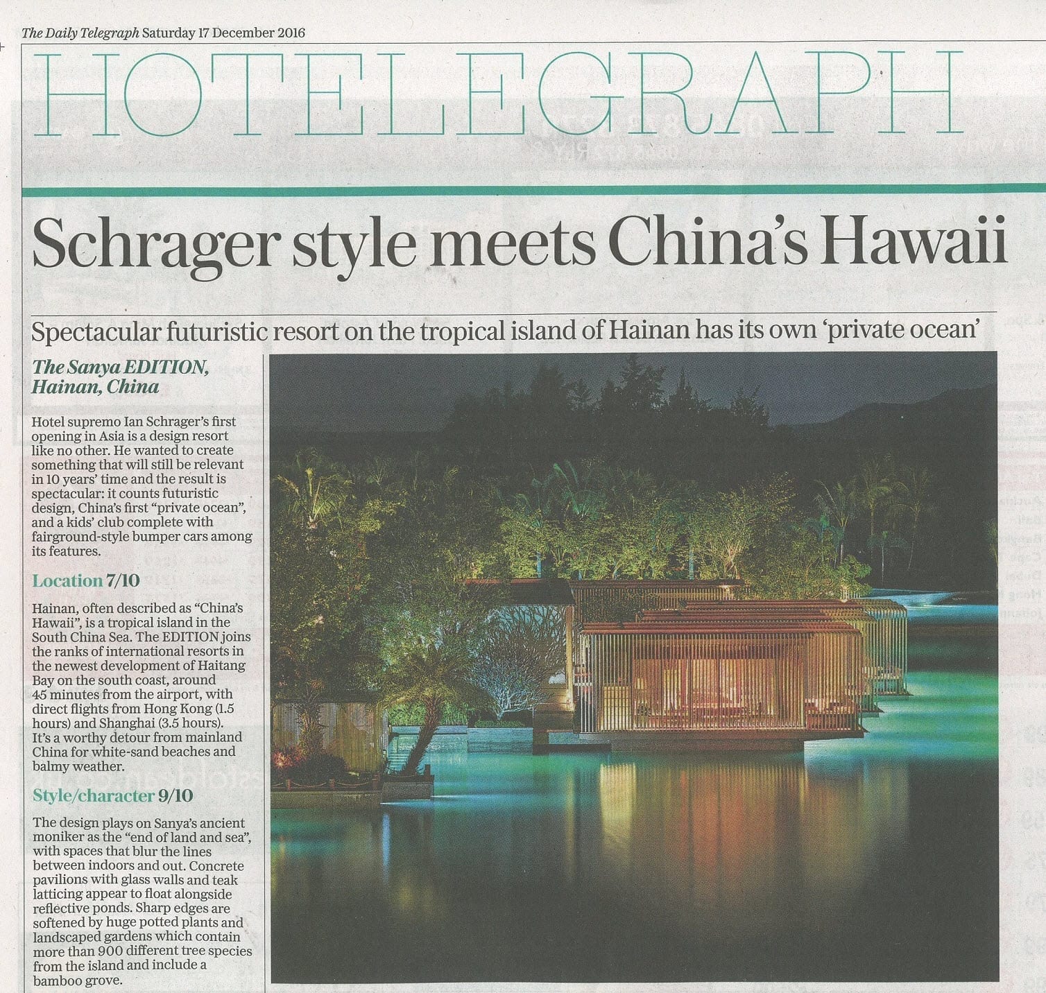 Press Sanya Archive Edition Hotels The Daily Telegraph