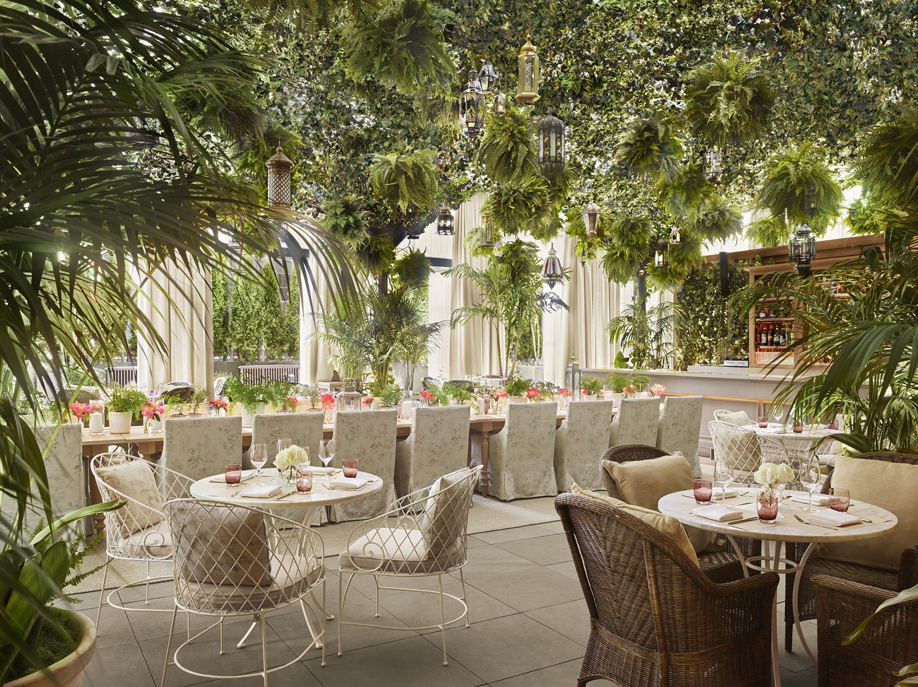 Outdoor garden dining area