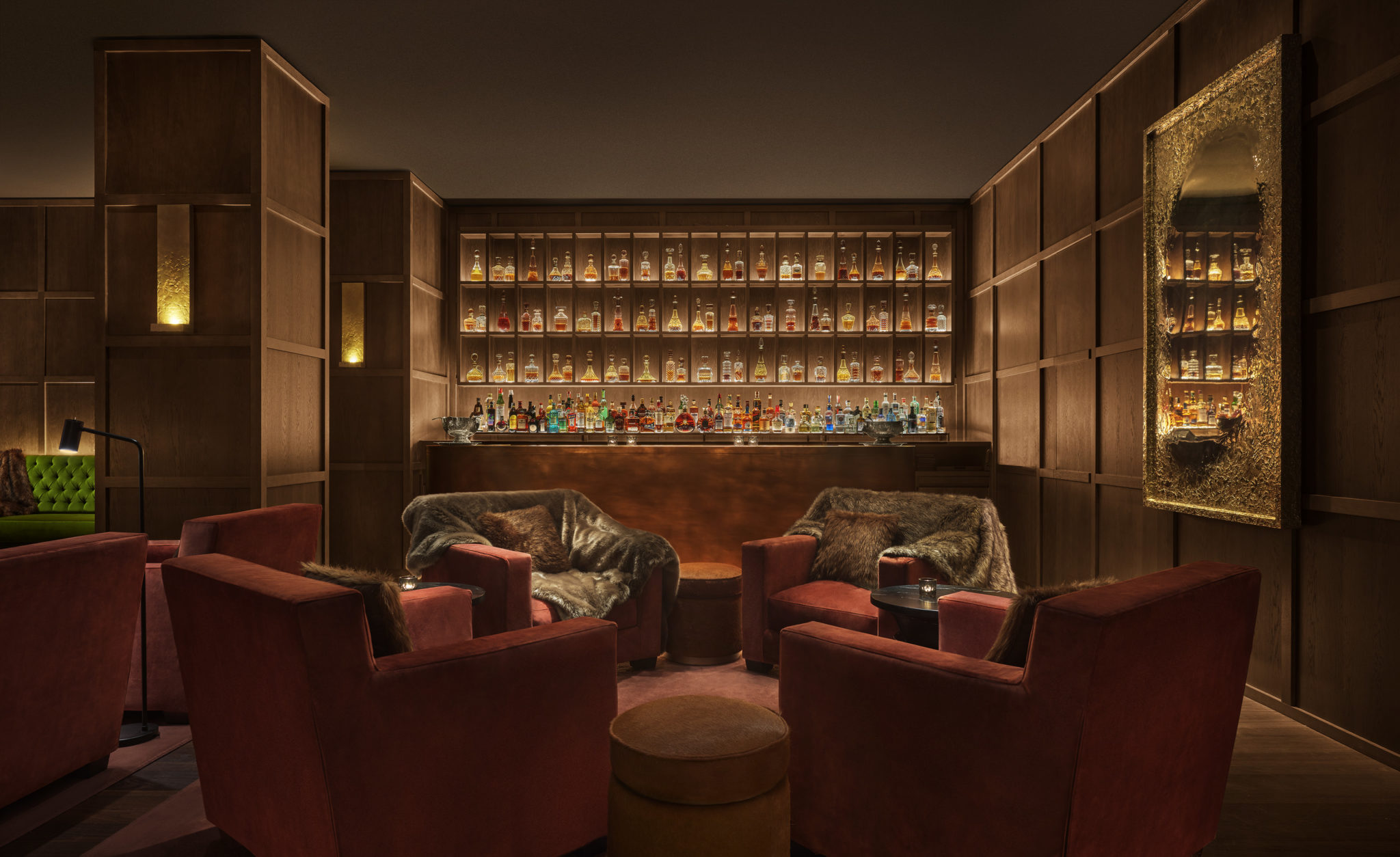 Cozy bar lounge with backlit spirit display
