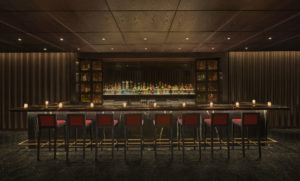 キャンドルが並ぶ薄明りのバー