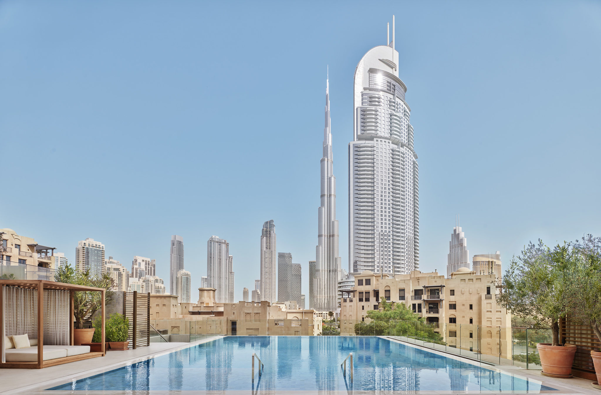 Rooftop pool with city view