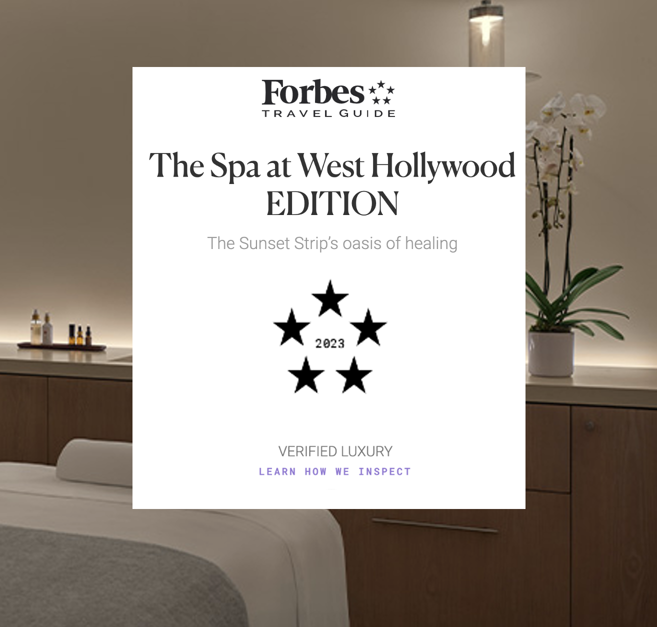 Forbes Travel Guide spa accolade