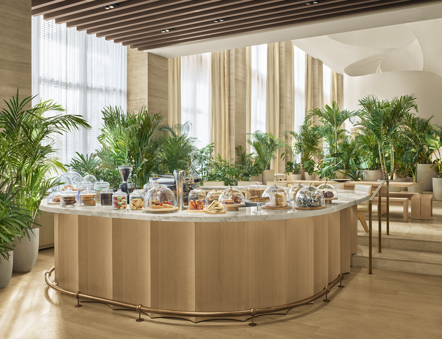 Coffee bar lined with pastries