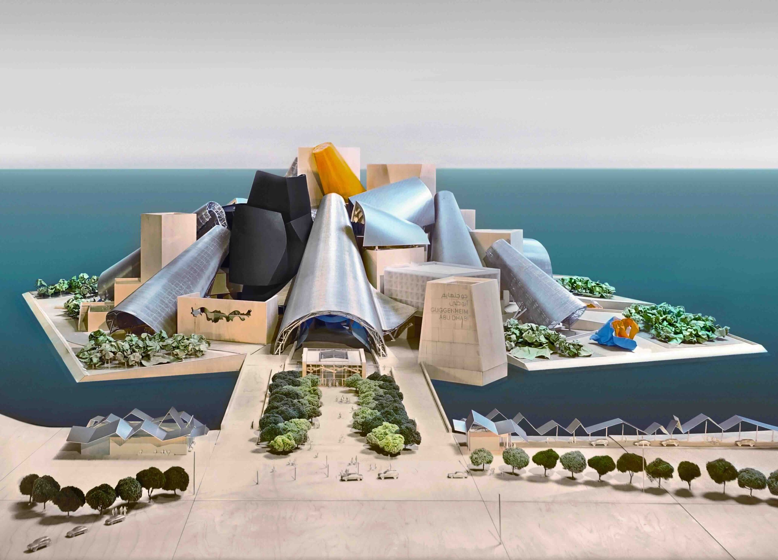 Guggenheim Abu Dhabi shining under desert sun