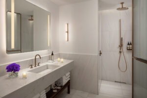 Bathroom details and the interior of a shower