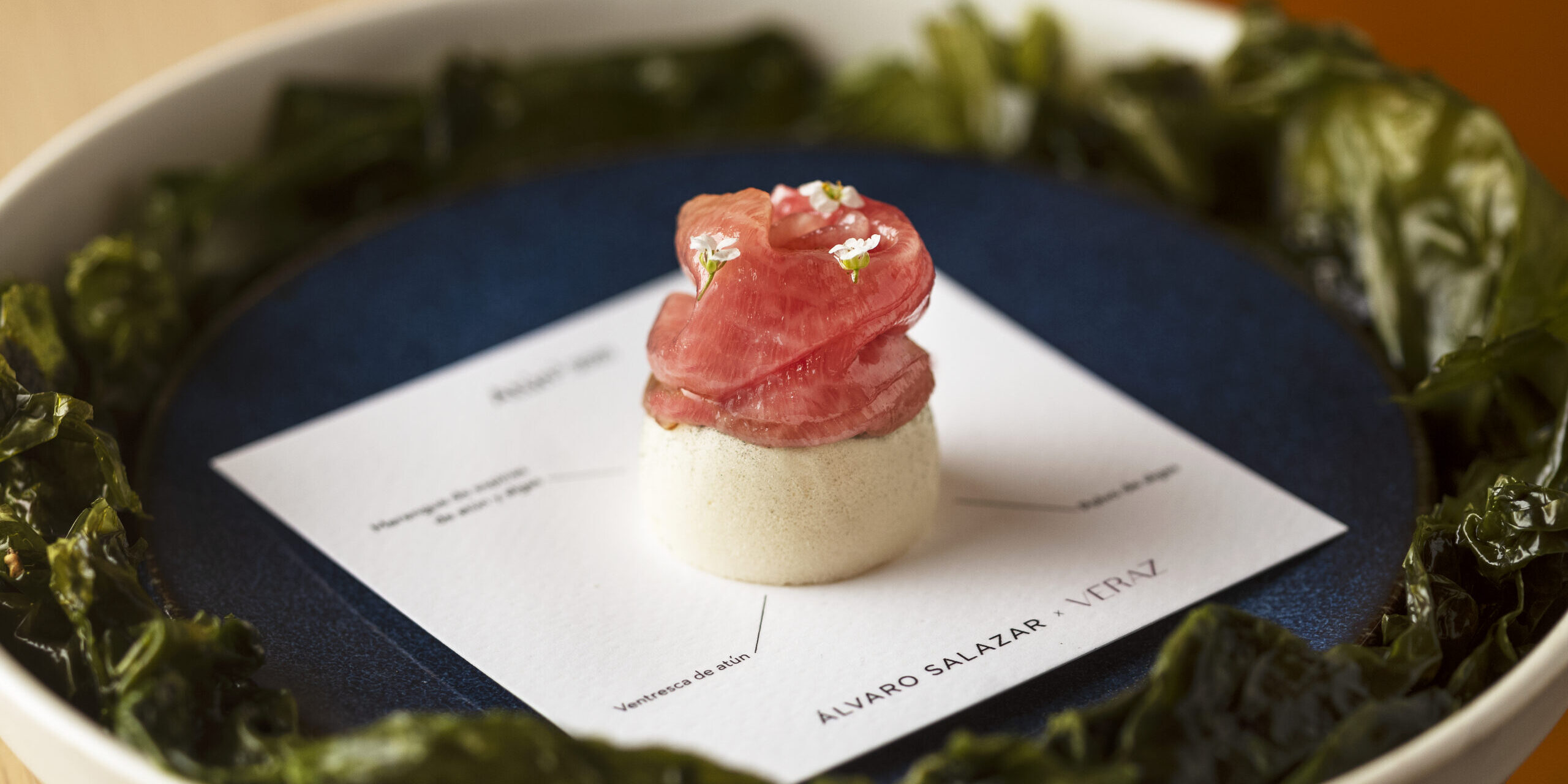 Raw seafood dish from the Álvaro Salazar x Veraz menu.